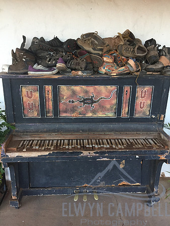 The piano of dead shoes from the Larapinta Trail
