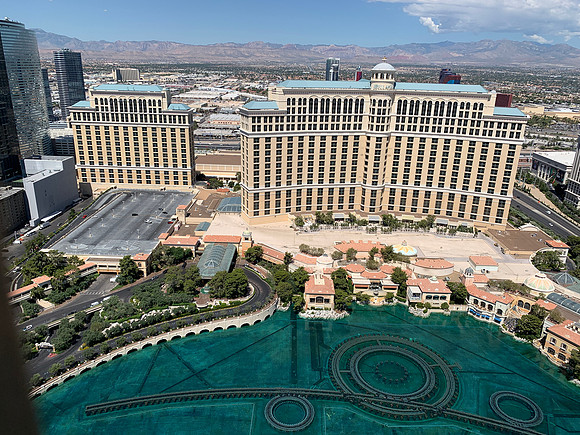 Las Vegas - view of our hotel from the Eiffel Tower